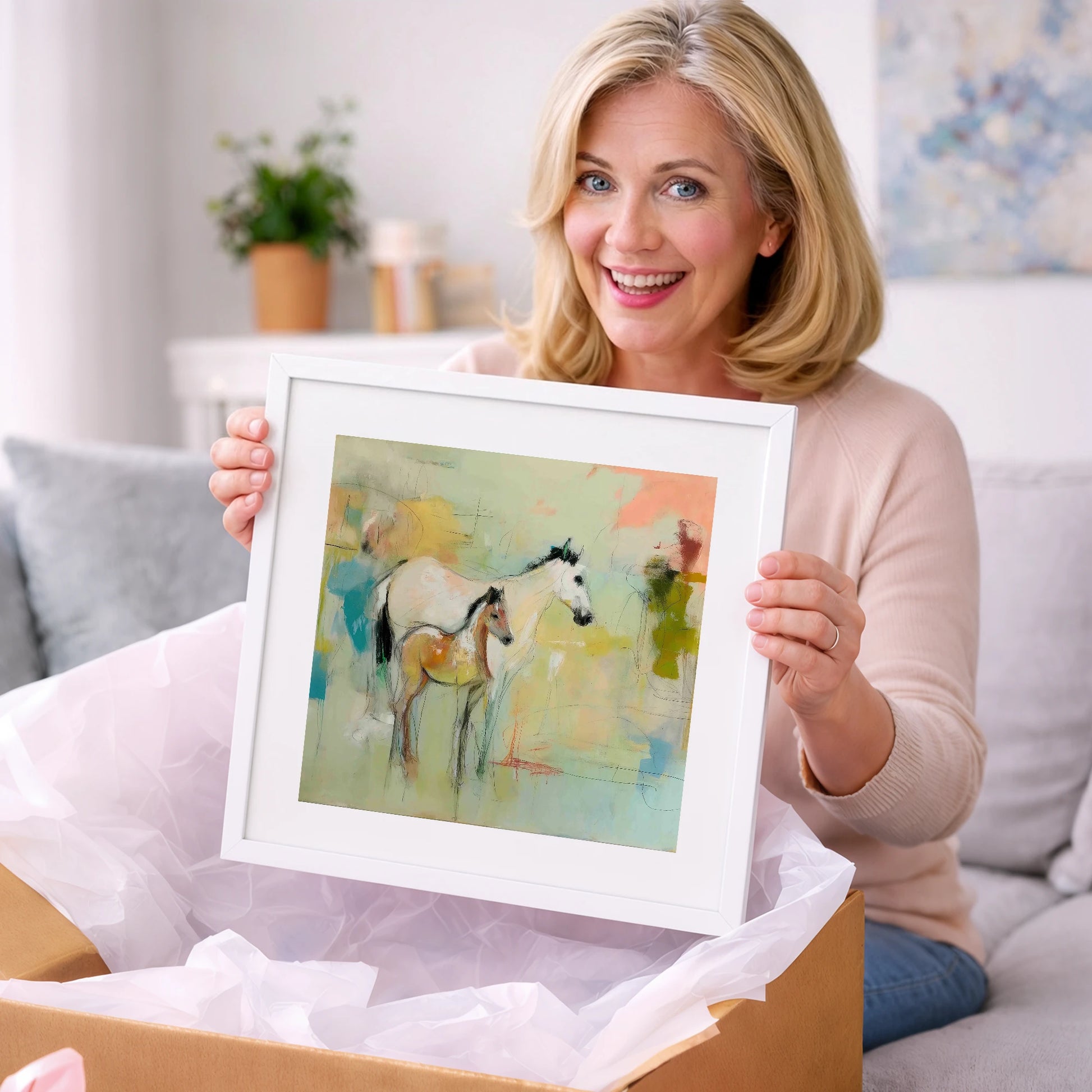 Ethereal Mare and Foal - mare & foal art gift idea for horse lovers