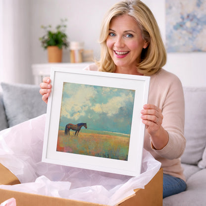 Beneath Turquoise Skies - horse landscape art gift idea for horse lovers