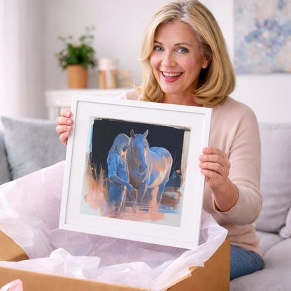 A Quiet Understanding - horse & rider art gift idea for horse lovers