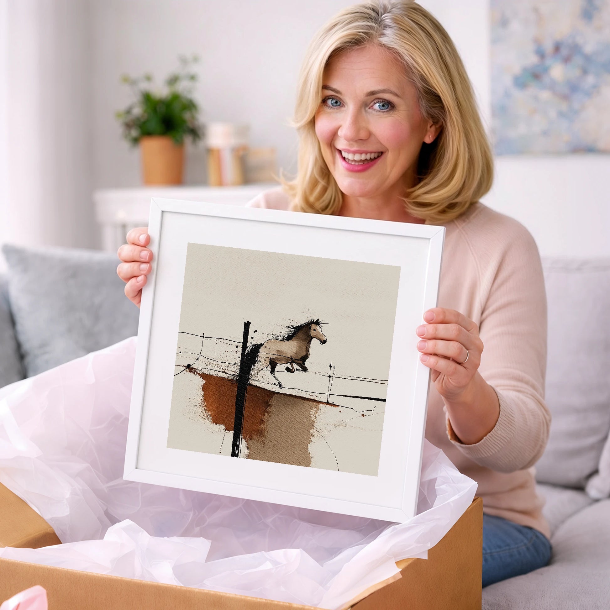Clearing the Boundary - show jumping horse art gift idea for horse lovers
