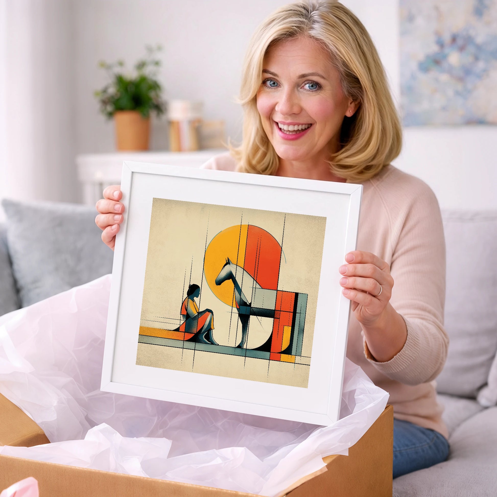 Structured Harmony - horse & rider art gift idea for horse lovers