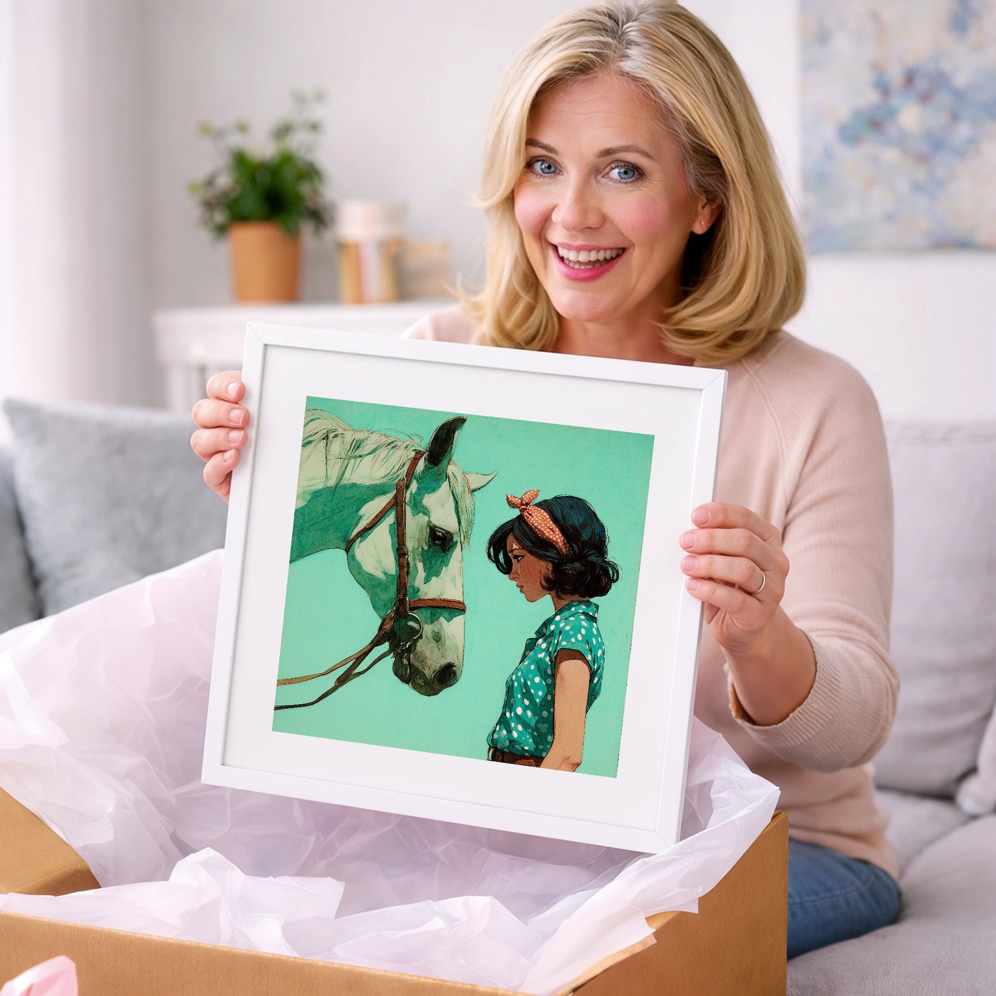The Quiet Exchange - horse & rider art gift idea for horse lovers