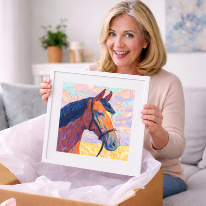 Painted Bay Profile - horse portrait art gift idea for horse lovers