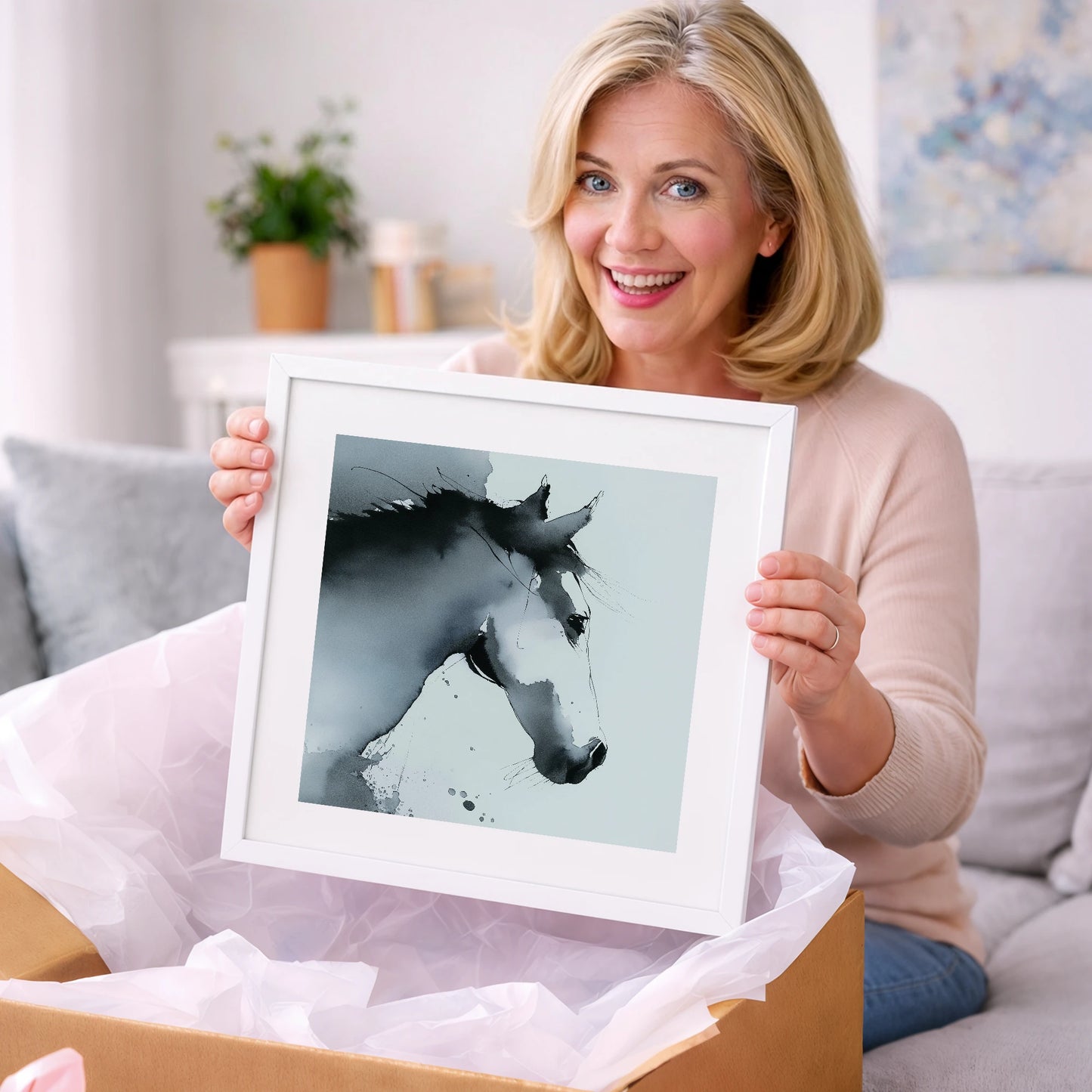 Ethereal Monochrome Profile - horse portrait art gift idea for horse lovers