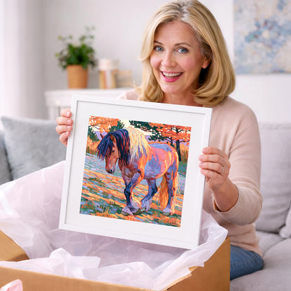 Vibrant Feathered Heavy Horse - horse breed art gift idea for horse lovers