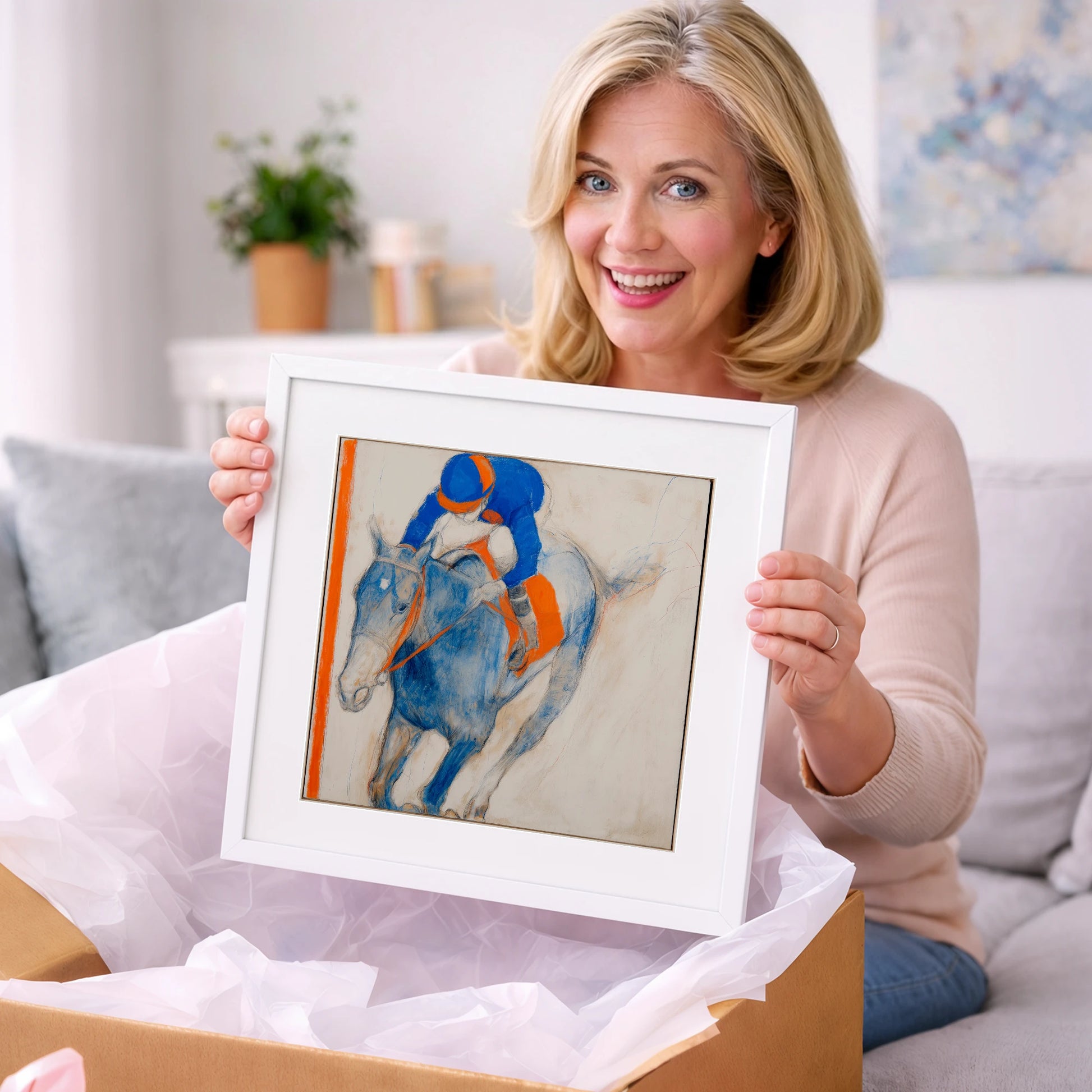 Ultramarine Gallop - racing horse art gift idea for horse lovers