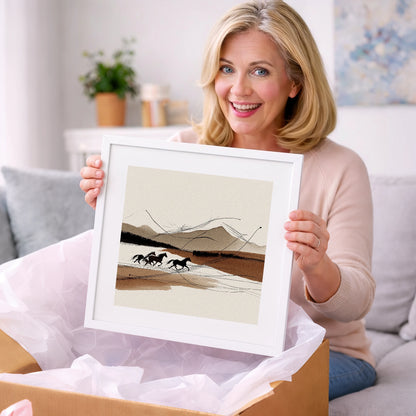 Sepia Horizon Herd - wild horses art gift idea for horse lovers