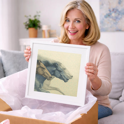 Stride For Stride - racing horse art gift idea for horse lovers