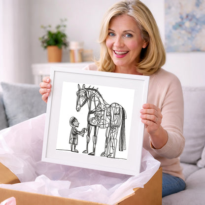Linear Harmony - horse & rider art gift idea for horse lovers