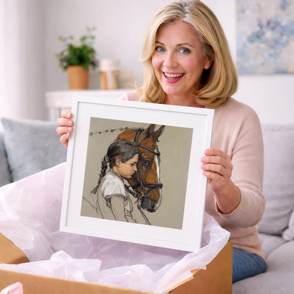 The Quiet Bond - horse & rider art gift idea for horse lovers