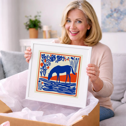Cobalt Equine Oasis - horse landscape art gift idea for horse lovers