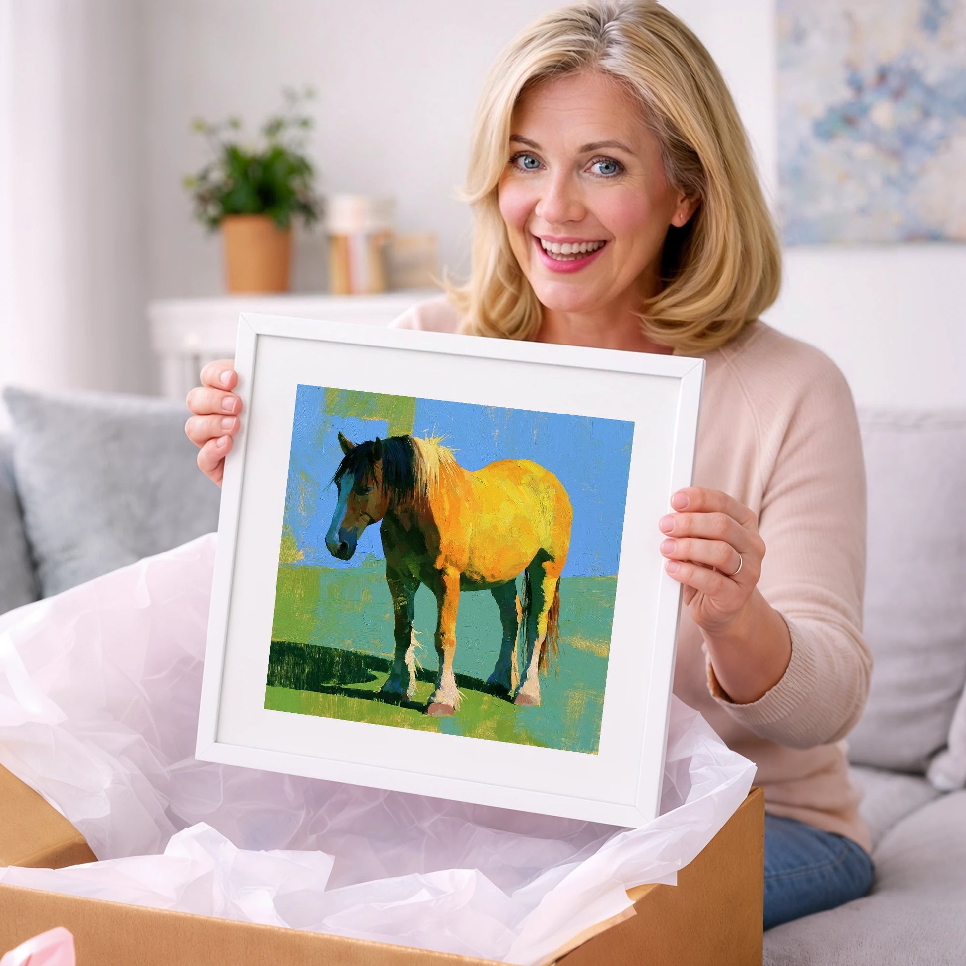 Golden Horse in Vibrant Sunlight - horse breed art gift idea for horse lovers
