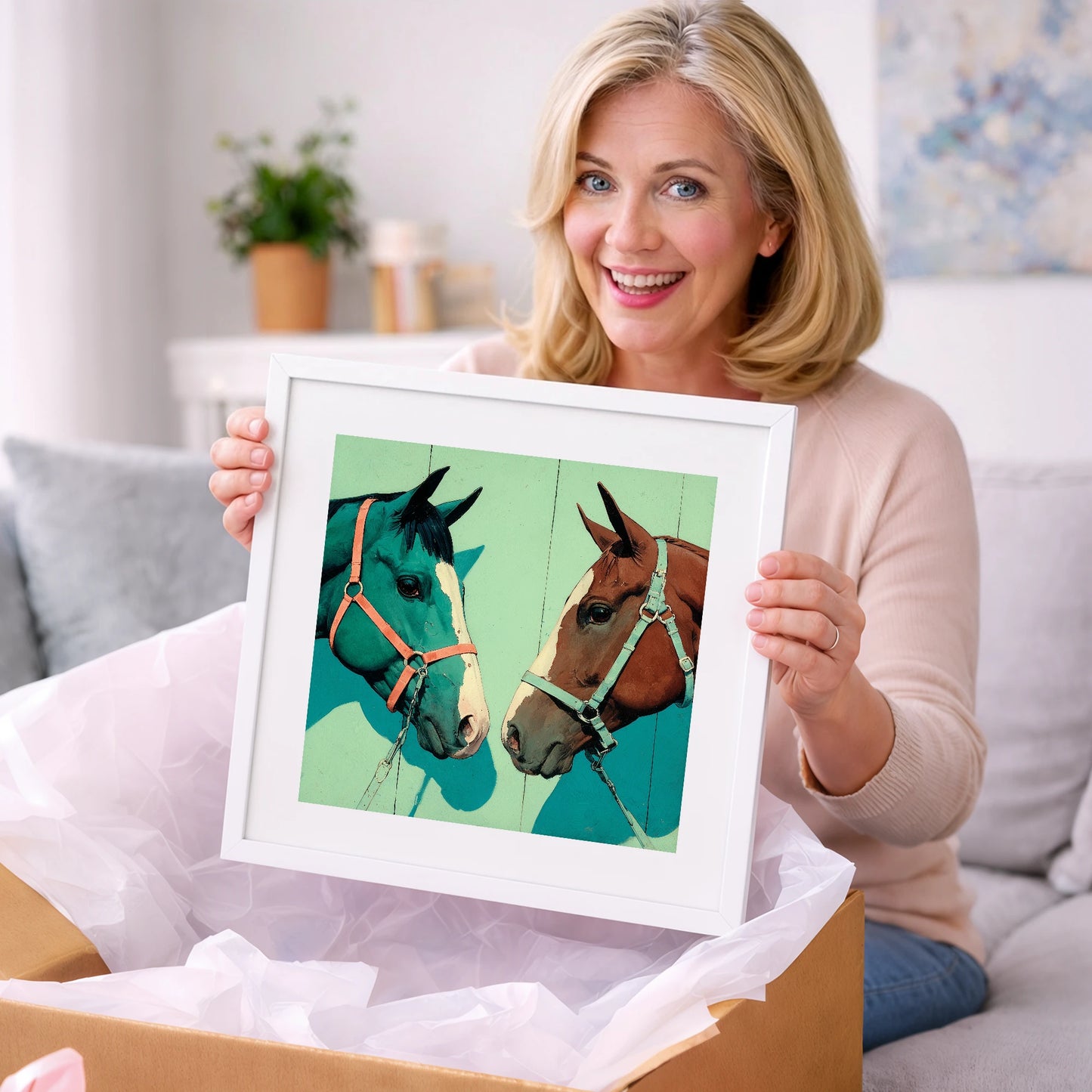Vivid Companions - horse portrait art gift idea for horse lovers