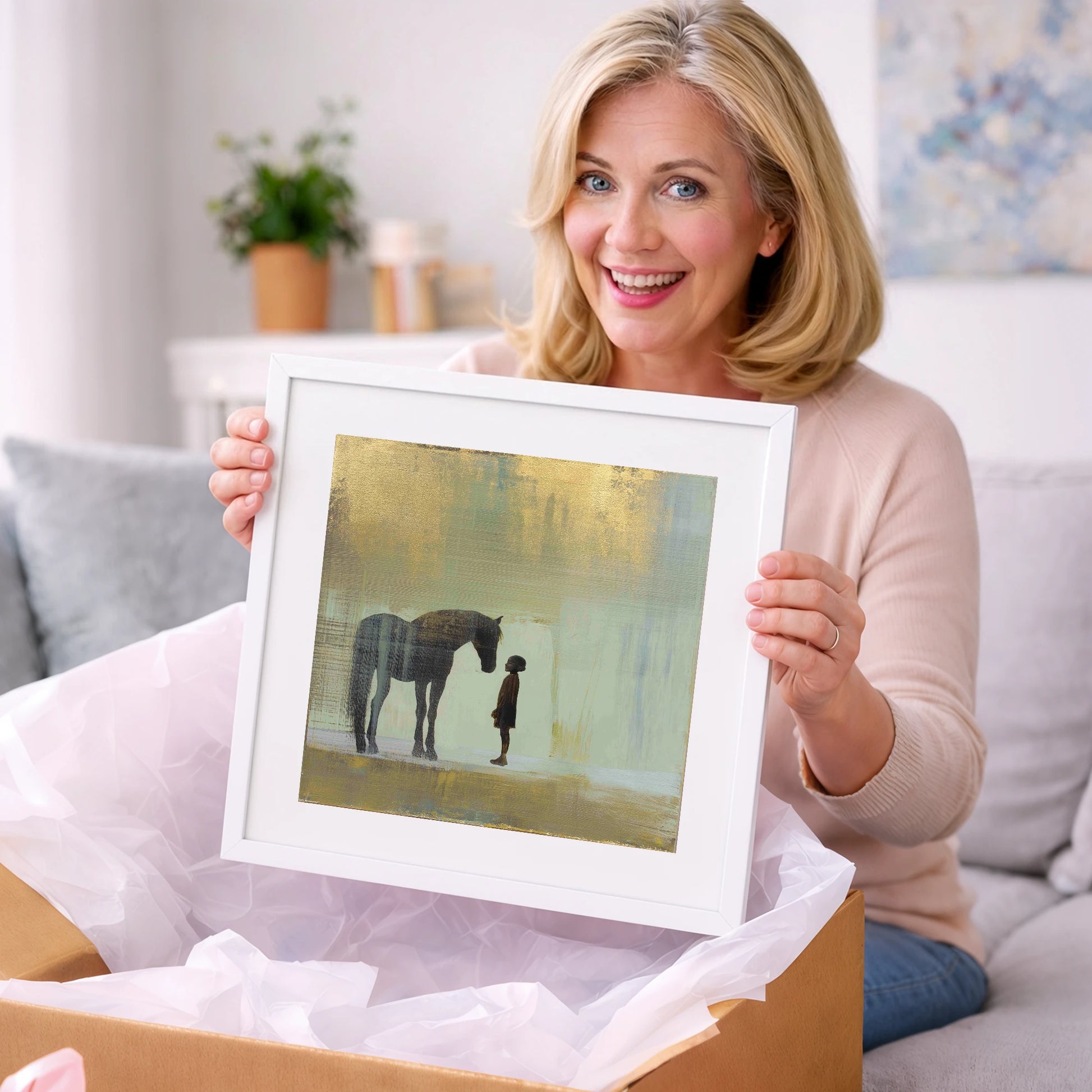 A Quiet Understanding - horse & rider art gift idea for horse lovers