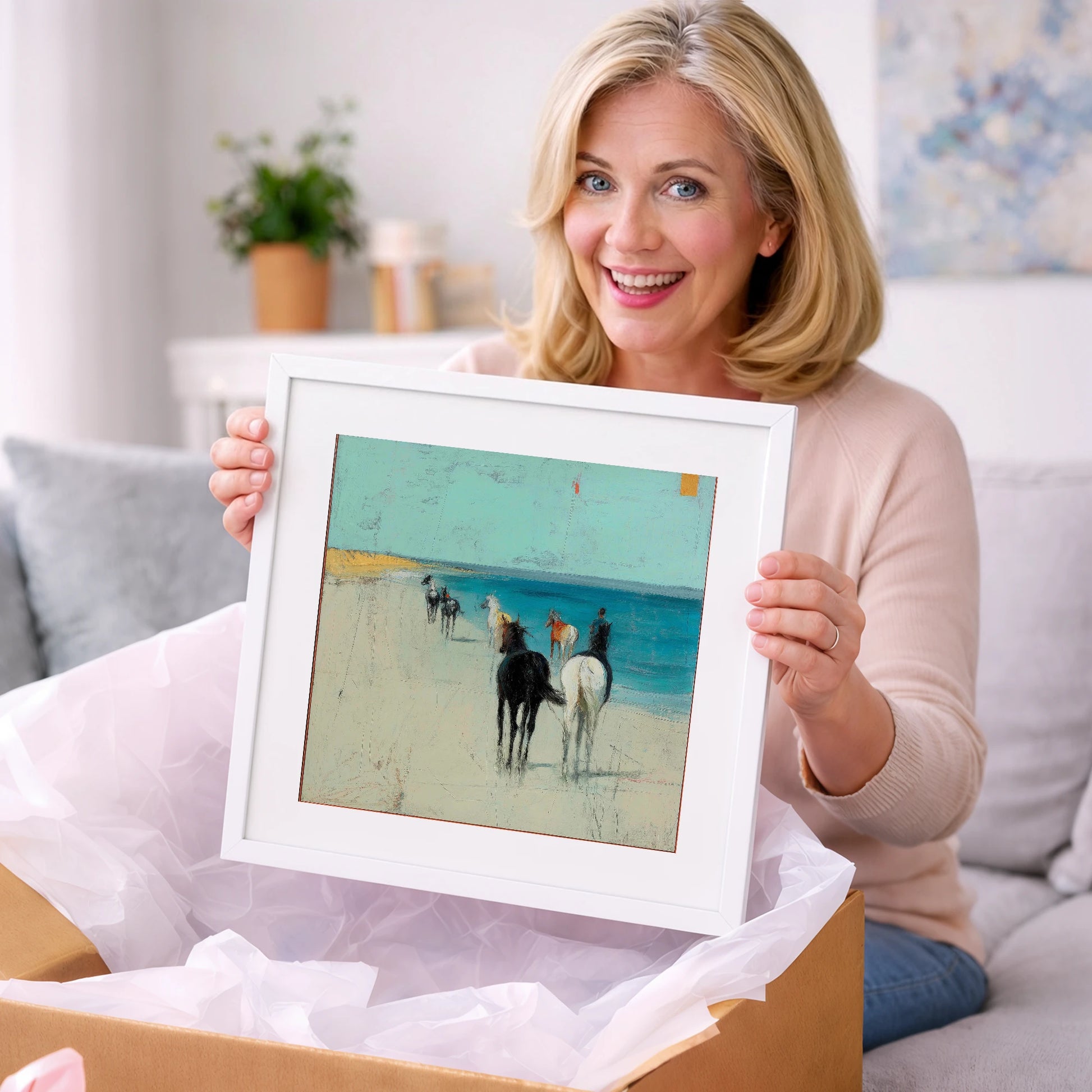 Turquoise Shore Hack - horse landscape art gift idea for horse lovers