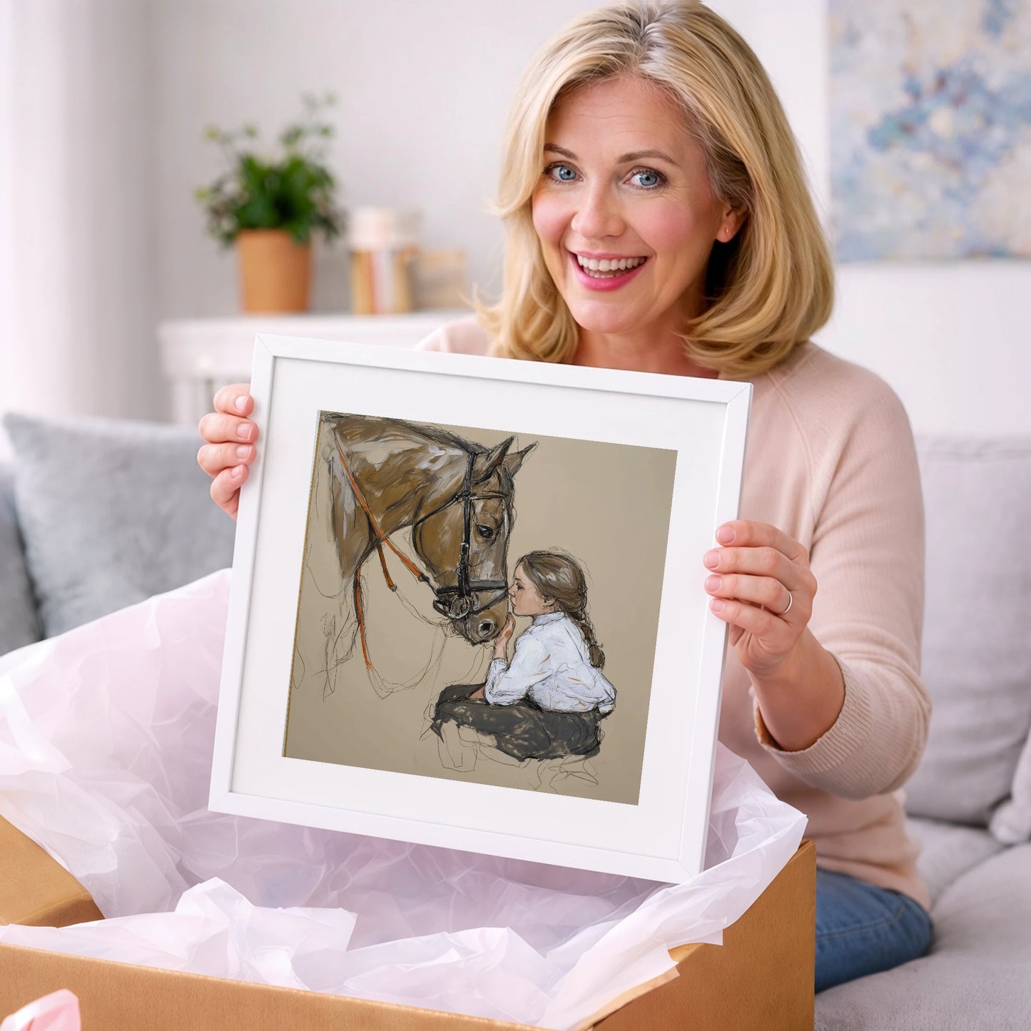 A Quiet Understanding - horse & rider art gift idea for horse lovers