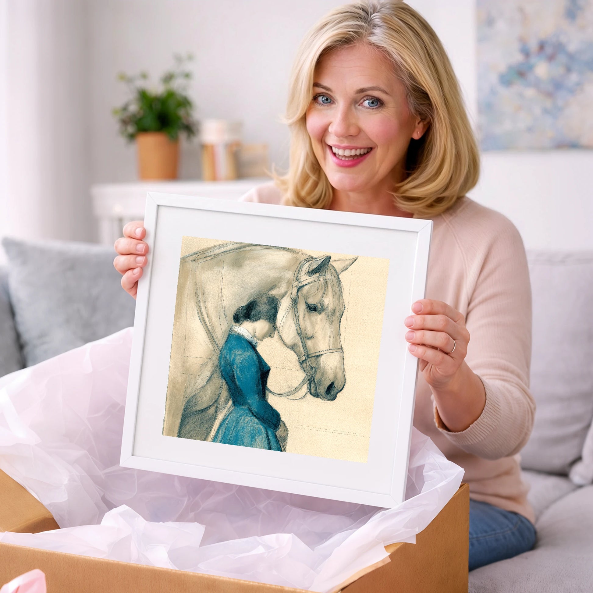 Solace in Stillness - horse & rider art gift idea for horse lovers