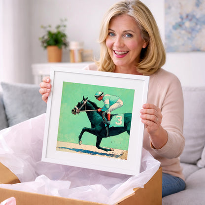 The Teal Flyer - racing horse art gift idea for horse lovers