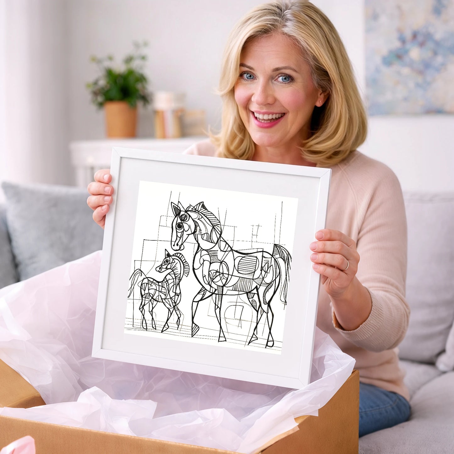 Linear Connection - mare & foal art gift idea for horse lovers