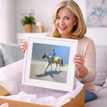 Morning in Blue Silks - racing horse art gift idea for horse lovers