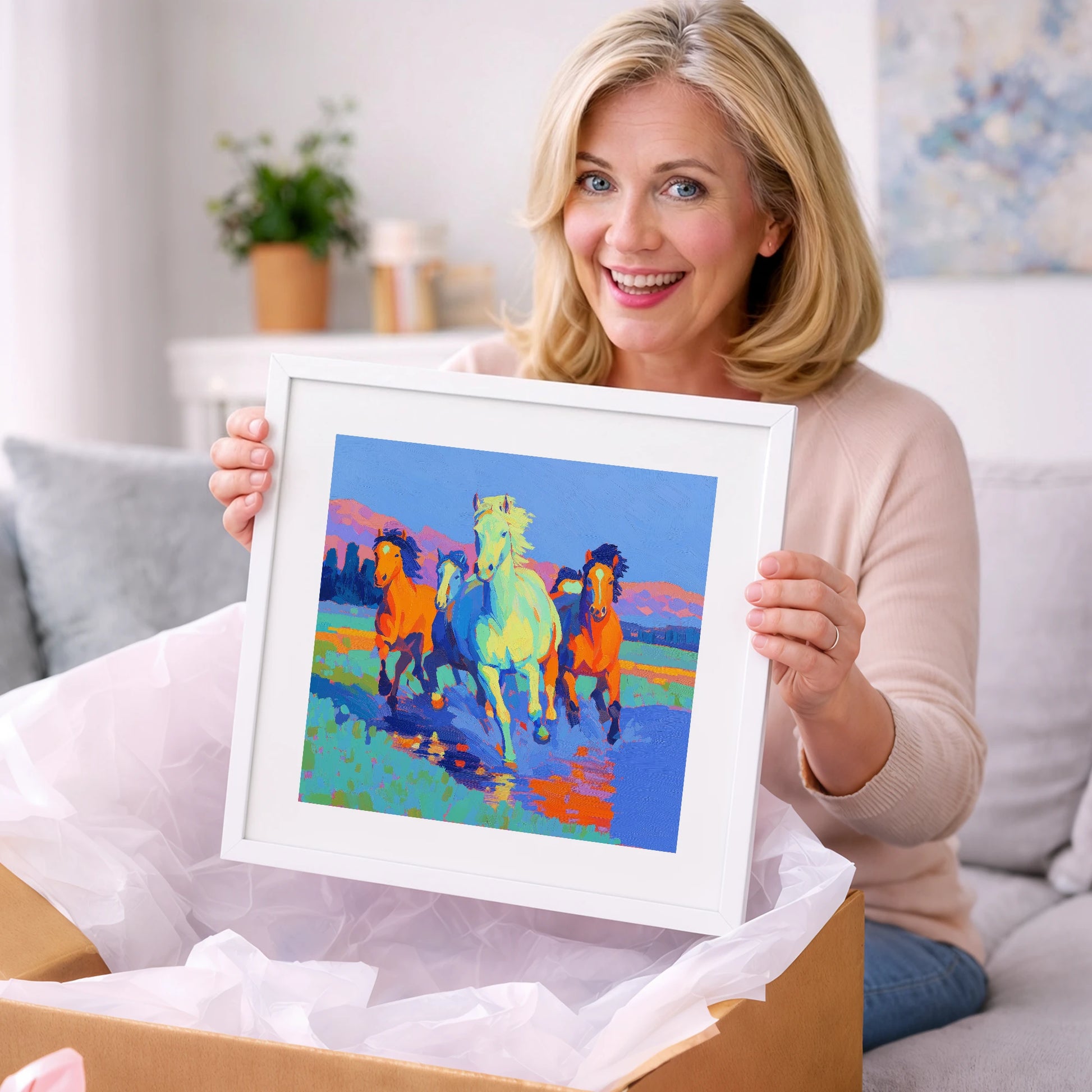 The Vivid Gallop - wild horses art gift idea for horse lovers
