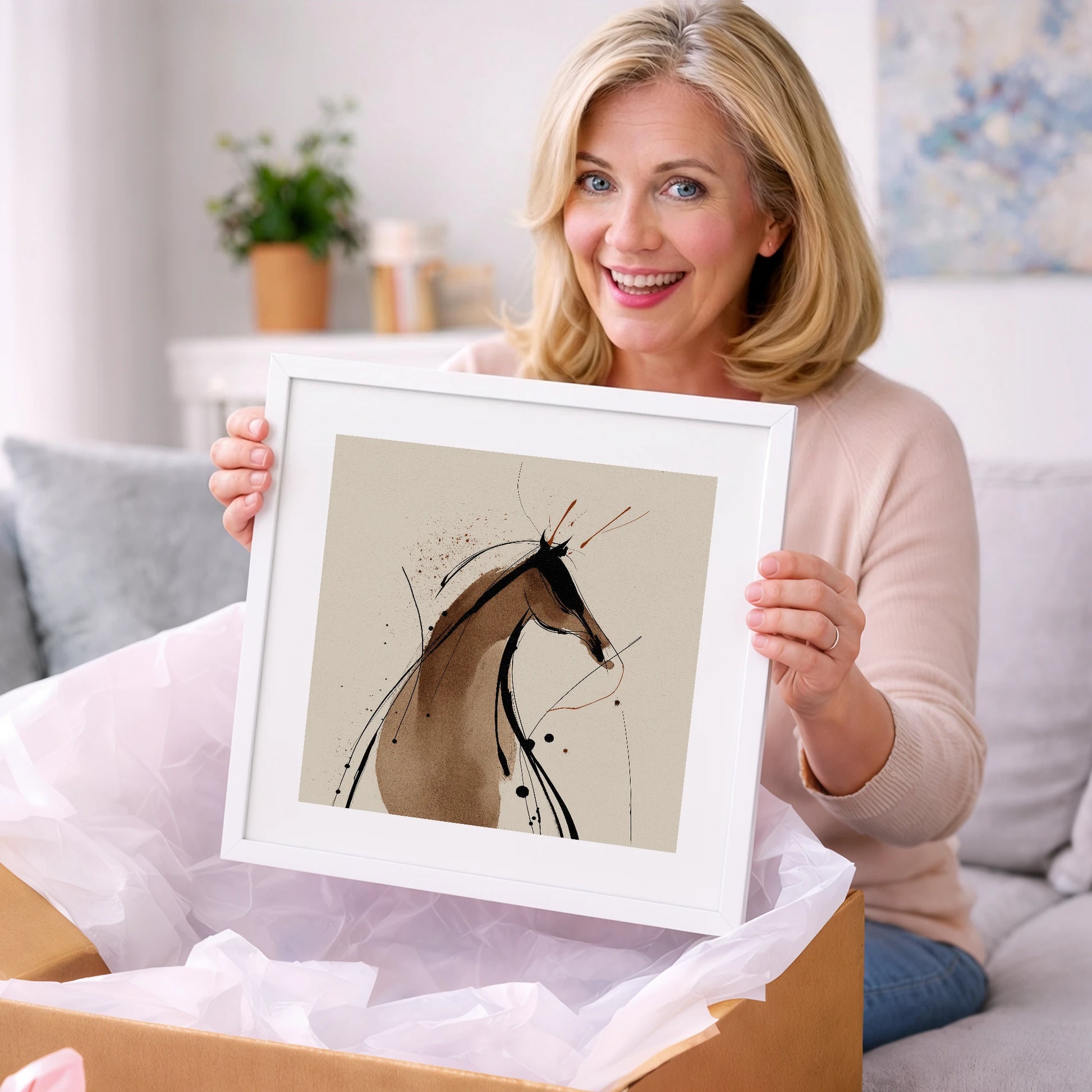 Sweeping Ink Silhouette - horse portrait art gift idea for horse lovers