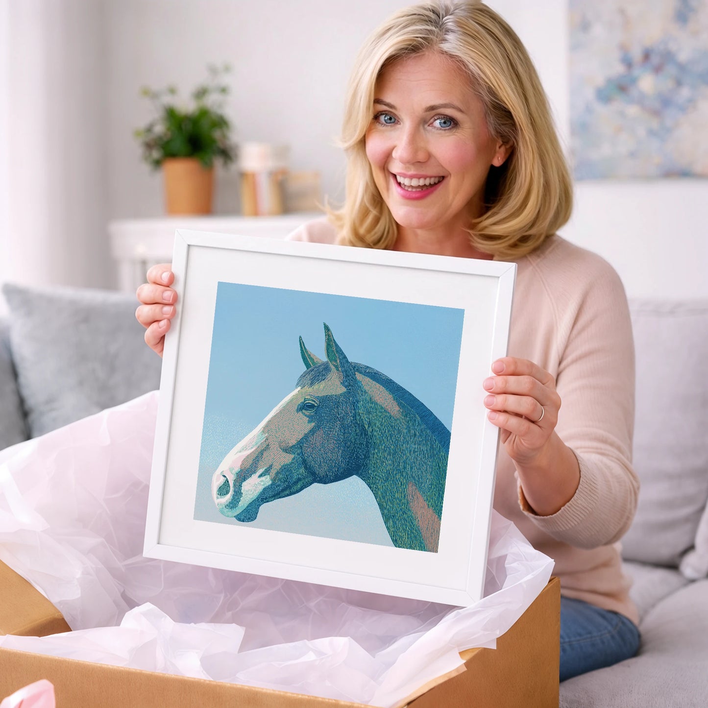 The Azure Profile - horse portrait art gift idea for horse lovers