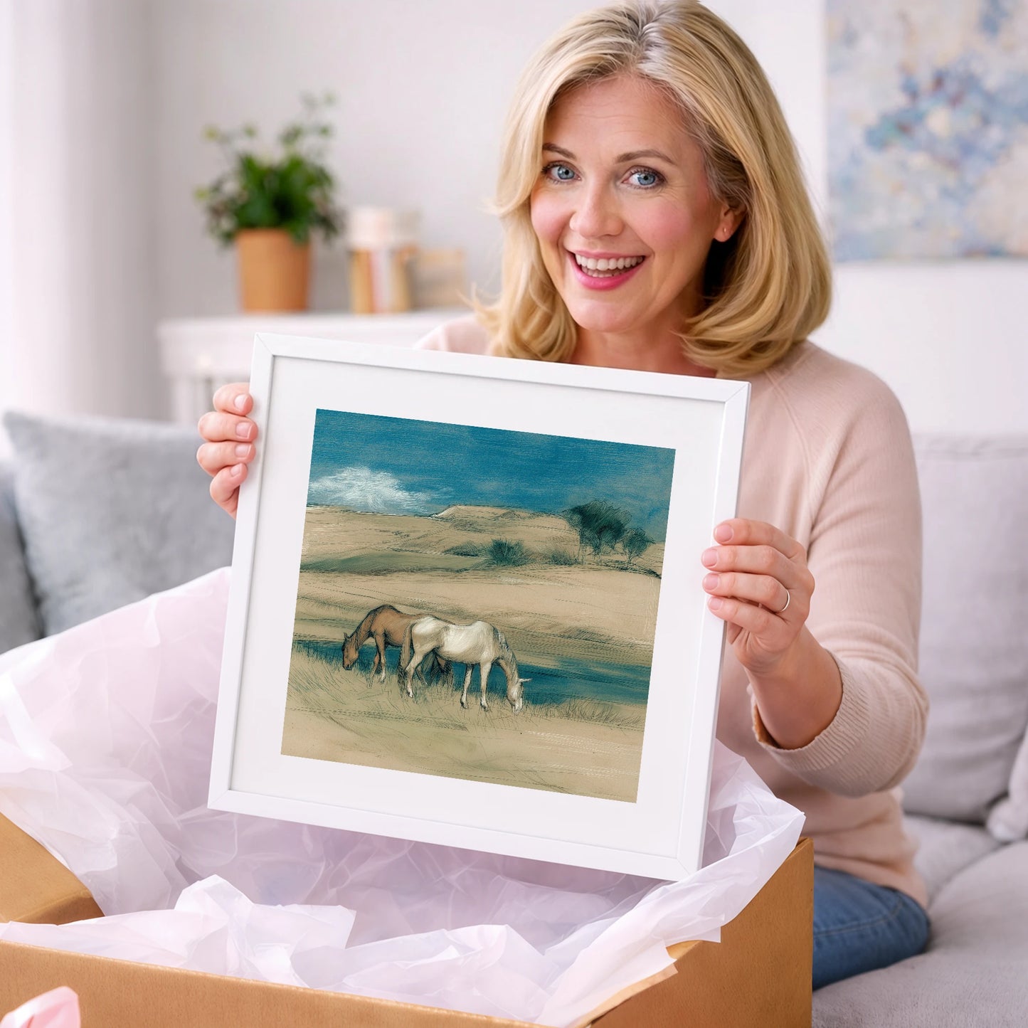 Quiet Companions - horse landscape art gift idea for horse lovers
