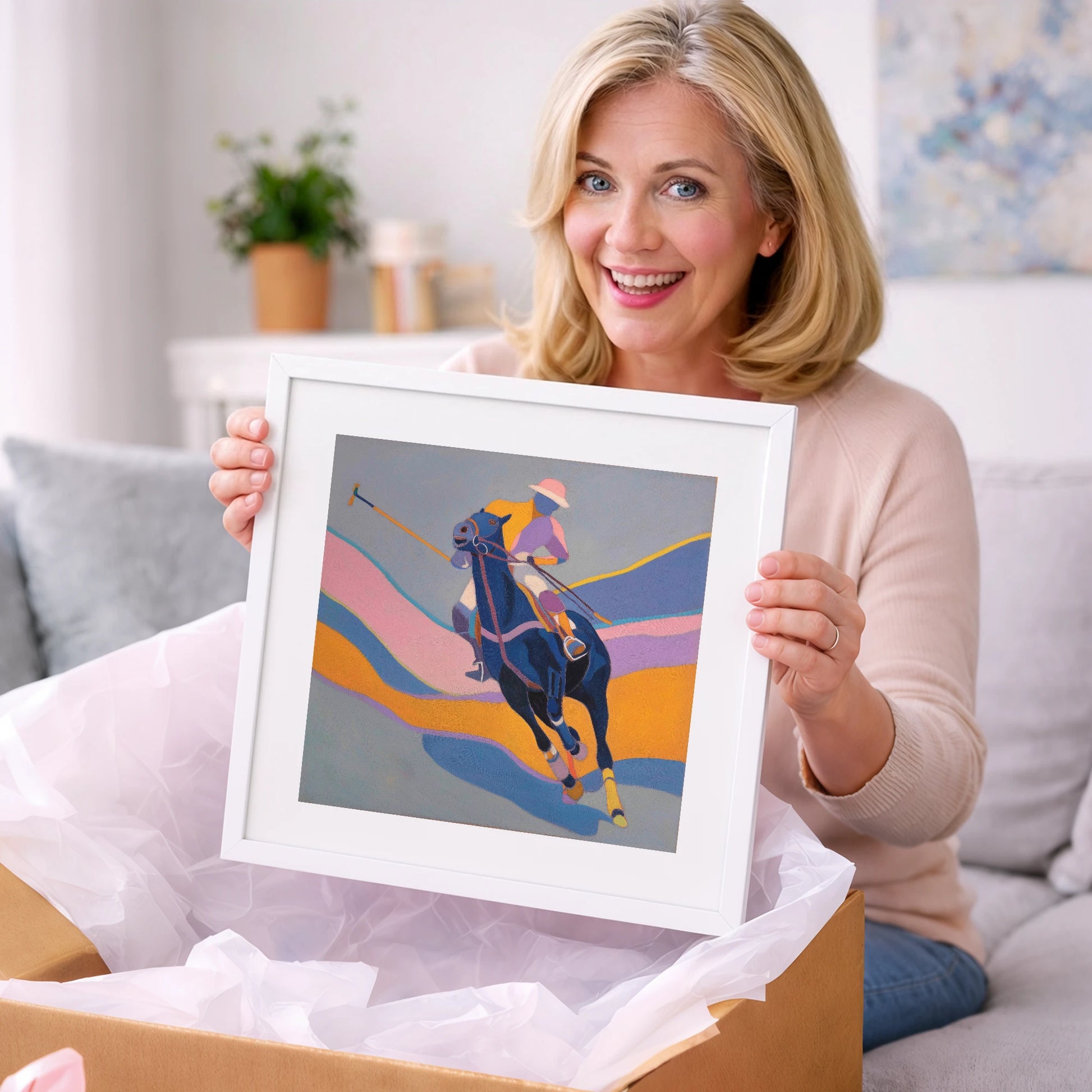 Dynamic Polo Pursuit - polo horse art gift idea for horse lovers