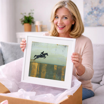 Gilded Flight - show jumping horse art gift idea for horse lovers