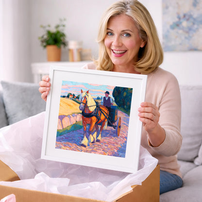 Evening Draught on Cobbles - working horse art gift idea for horse lovers