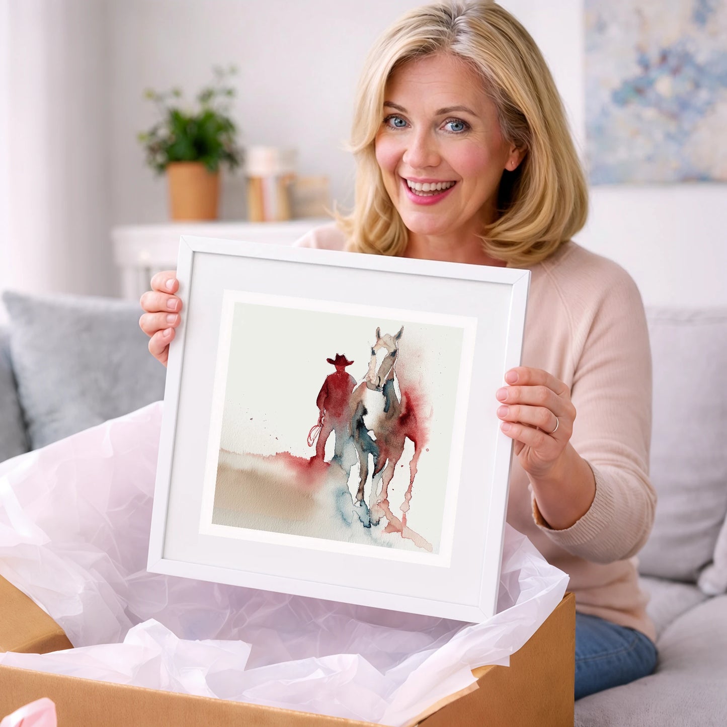 Crimson Trail Companion - western horse art gift idea for horse lovers