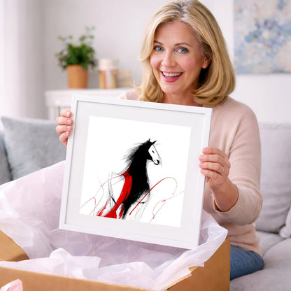 Crimson Equine Silhouette - horse portrait art gift idea for horse lovers