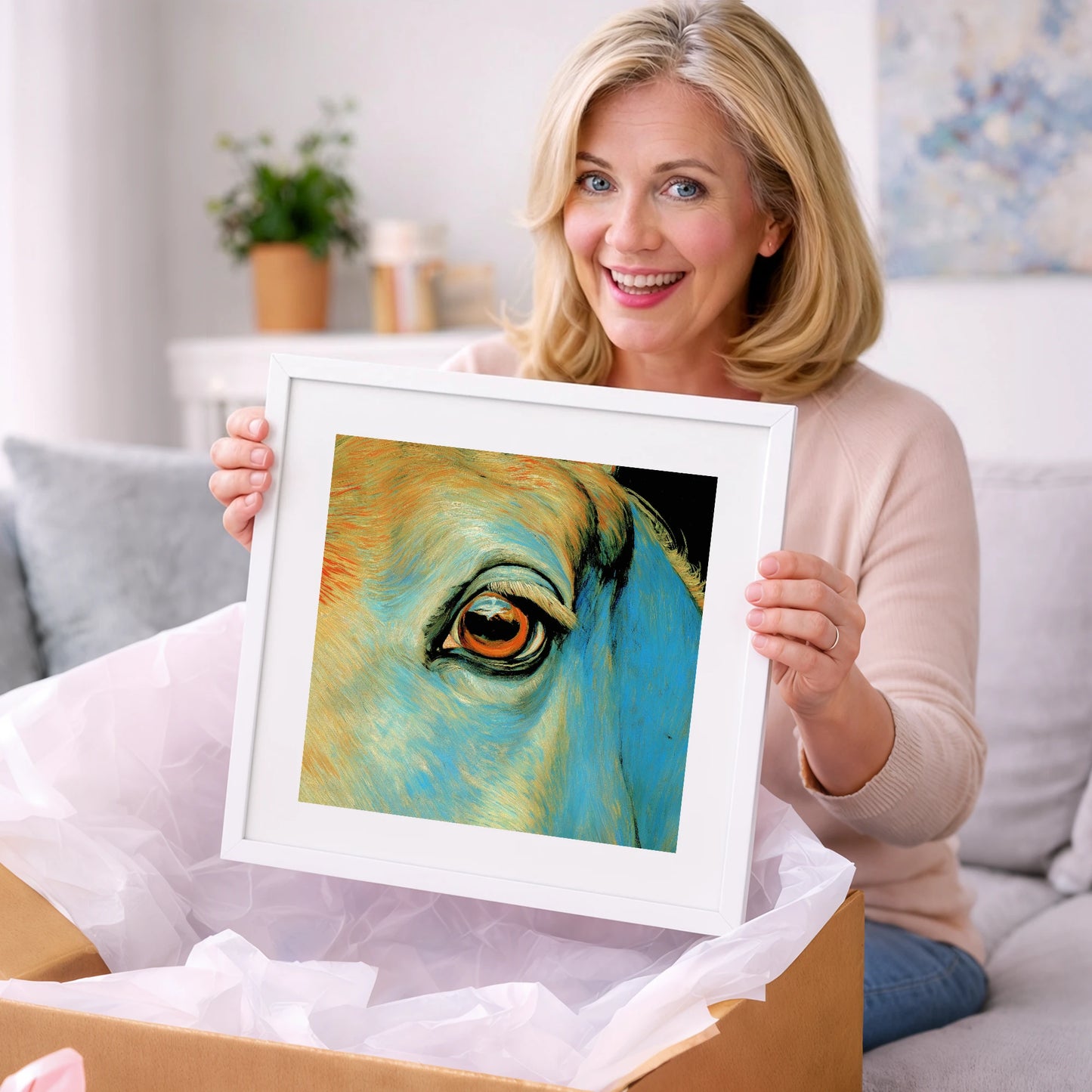 The Azure Gaze - horse portrait art gift idea for horse lovers
