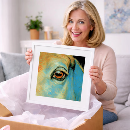 The Azure Gaze - horse portrait art gift idea for horse lovers