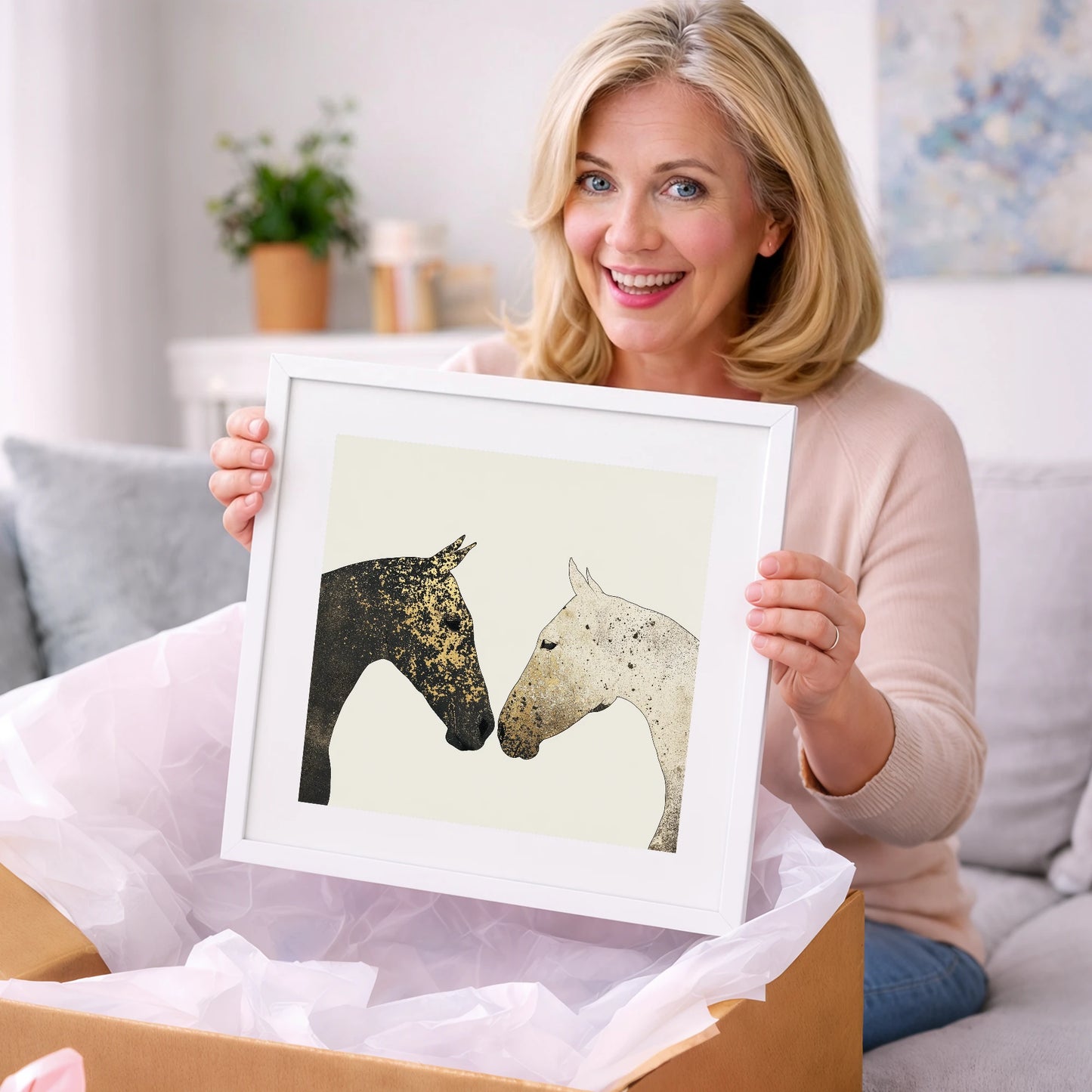 Gilded Encounter - horse portrait art gift idea for horse lovers