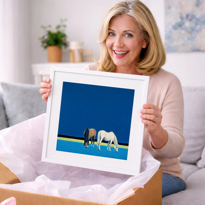 Cobalt Pastures - horse landscape art gift idea for horse lovers