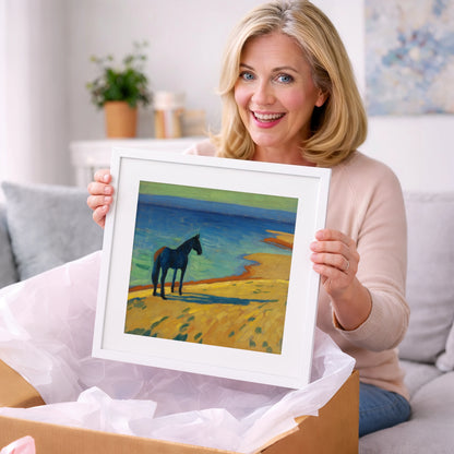 Shoreline Stillness - horse landscape art gift idea for horse lovers