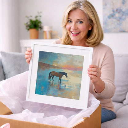 Silent Waters - horse landscape art gift idea for horse lovers