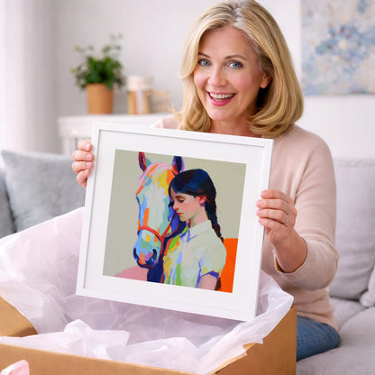 Vibrant Bond - horse & rider art gift idea for horse lovers