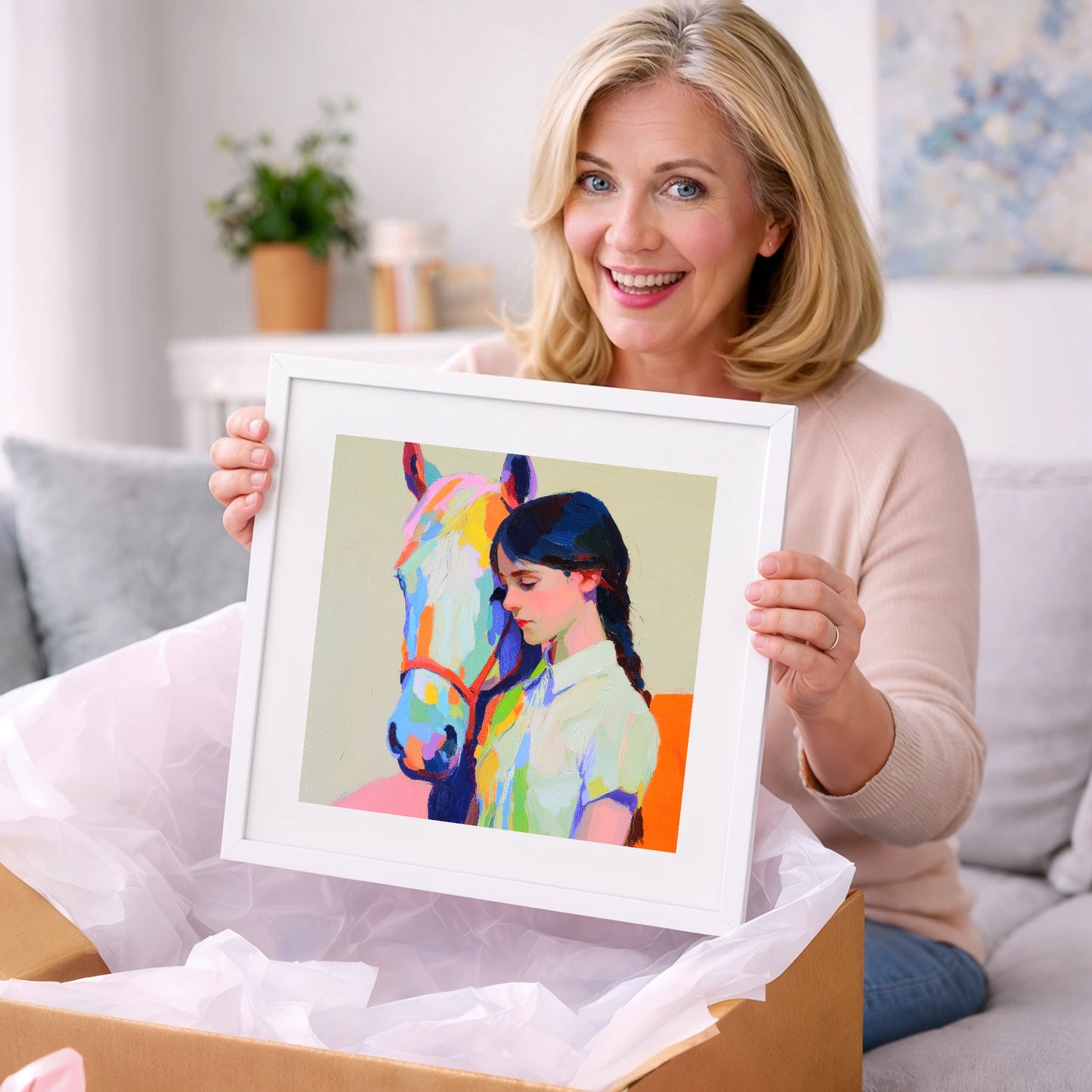 Vibrant Bond - horse & rider art gift idea for horse lovers
