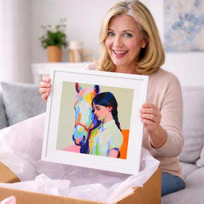 Vibrant Bond - horse & rider art gift idea for horse lovers