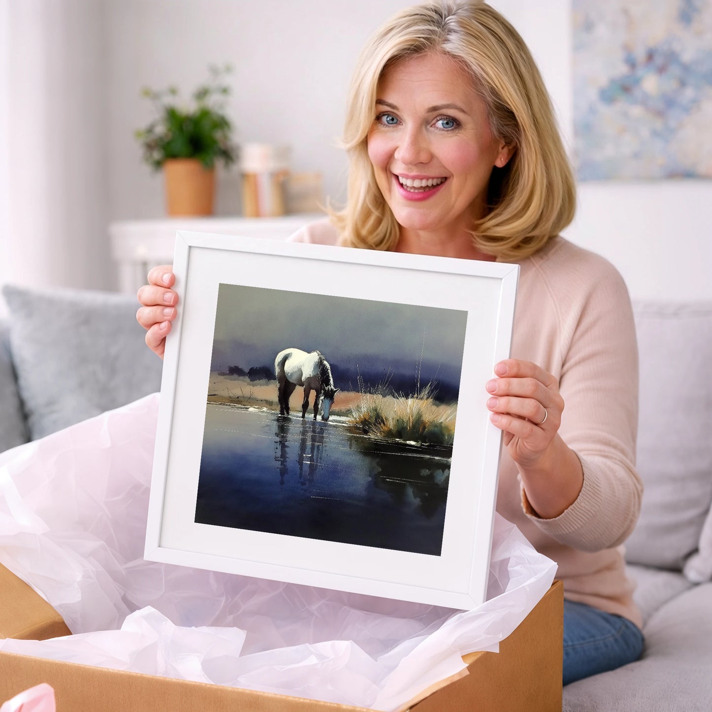 Indigo Reflections - horse landscape art gift idea for horse lovers