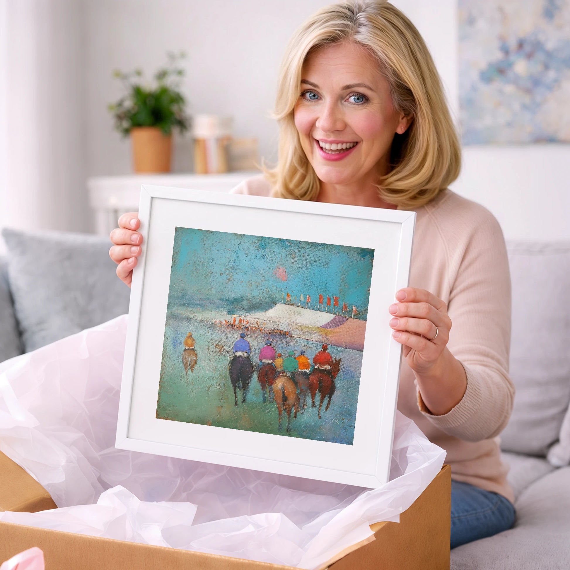 Heading to the Post - racing horse art gift idea for horse lovers