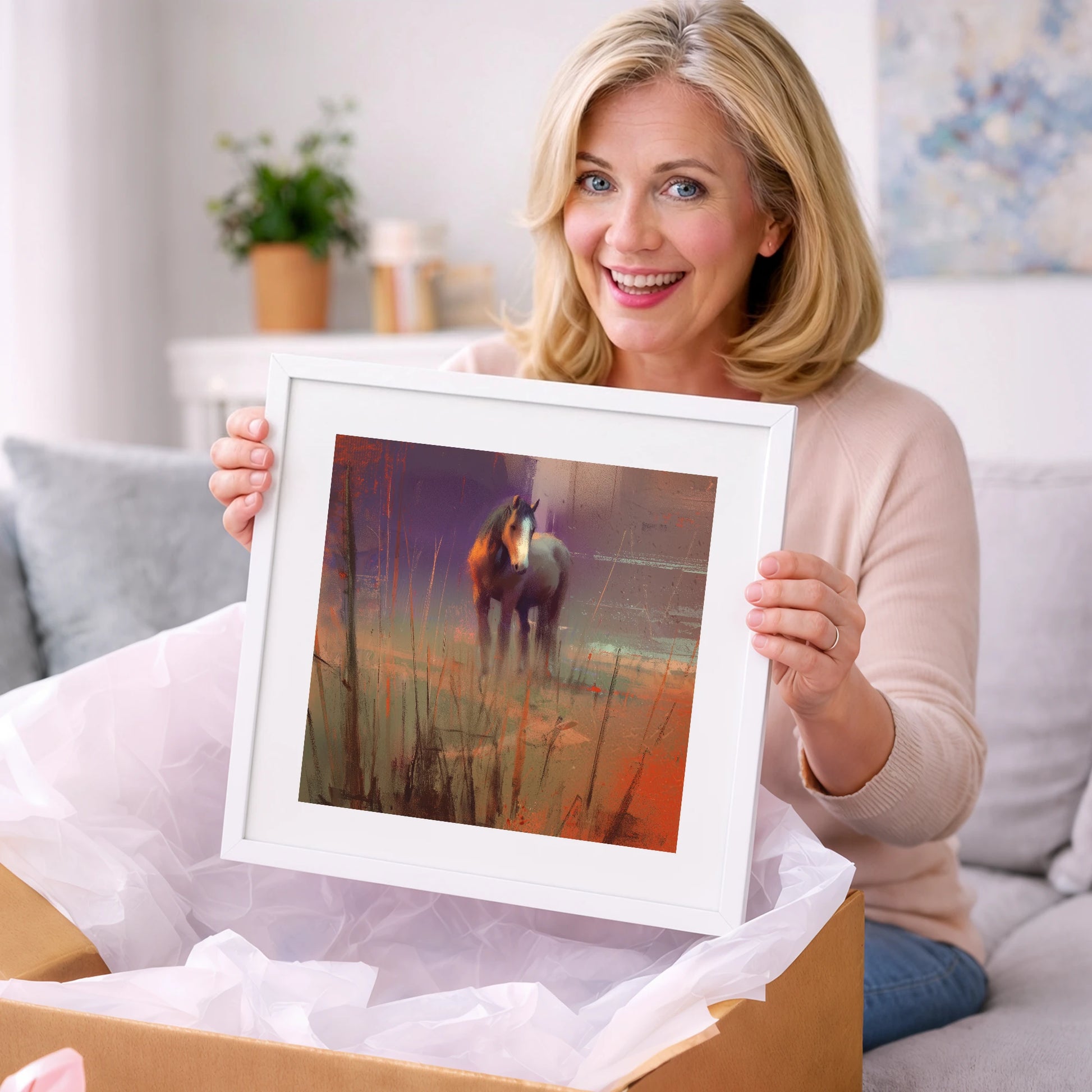Violet Dawn Solitude - horse landscape art gift idea for horse lovers