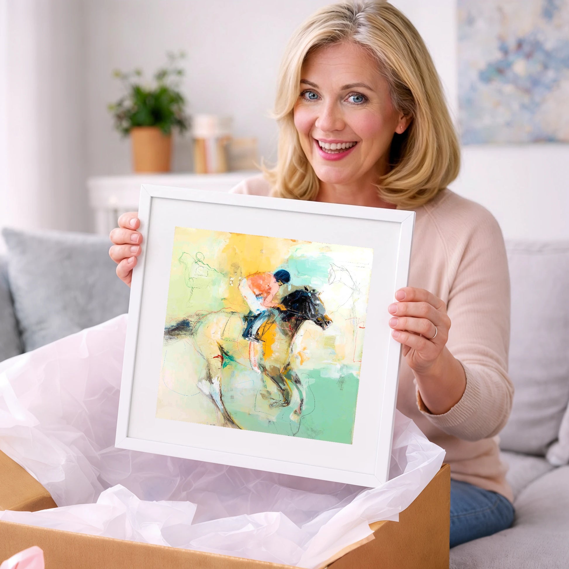 The Driving Finish - racing horse art gift idea for horse lovers