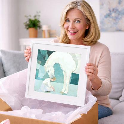 The Gentle Guardian - horse & rider art gift idea for horse lovers