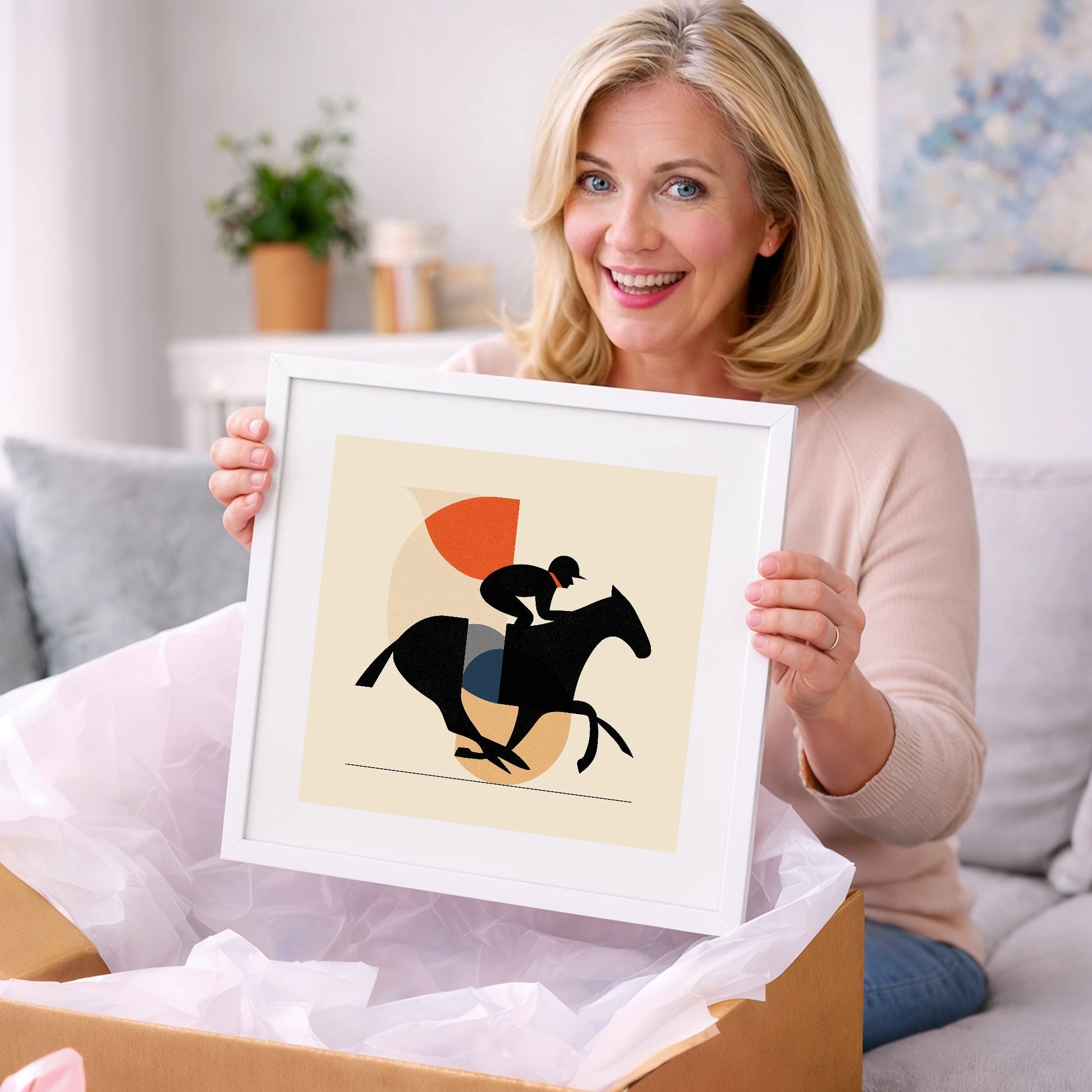 Retro Racing Silhouette - racing horse art gift idea for horse lovers