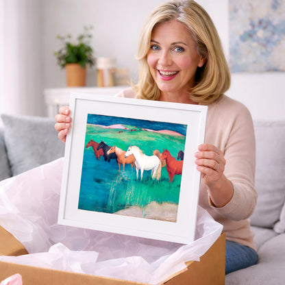 The Emerald Shallows - wild horses art gift idea for horse lovers