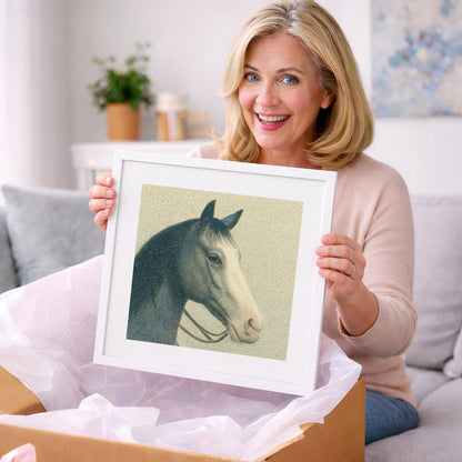 Noble Grey Portrait - horse portrait art gift idea for horse lovers